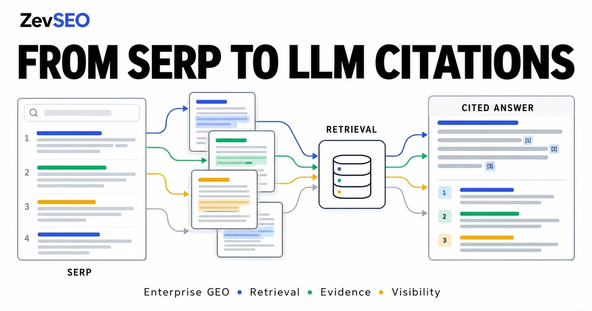 Technical architecture of Generative Engine Optimization comparing LLM citations against traditional Google SERP